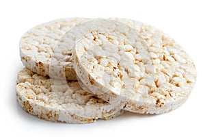 Pile of three puffed rice cakes.