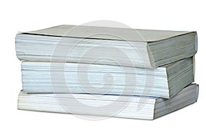 Pile from three thick books.