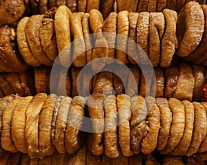 Pile of traditional bulk dried figs turkish