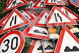 Pile of traffic signs