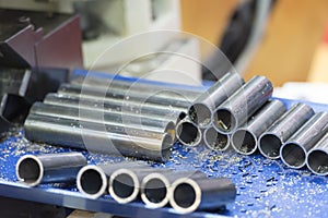 The pile of tube or pipe raw material