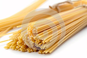 Pile of Uncooked Pasta Sticks Next to String