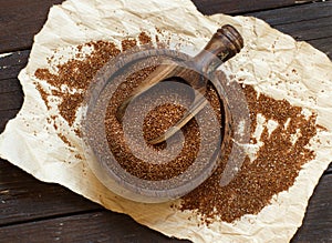 Pile of uncooked teff grain