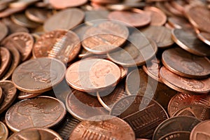 Pile of US coins as background