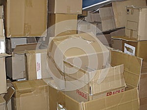 Pile of Used Cardboard Boxes.