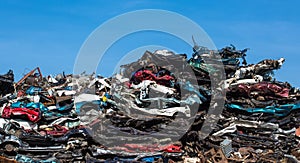 Pile of used cars, car scrap yard