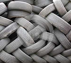 A Pile of Used Discarded Tires.