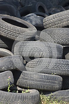 Pile of used old rubber tire Two