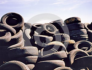 A pile of used tyres