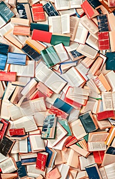 Pile of Various Books in Disarray Captured From Above