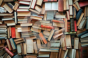 Pile of Various Books in Disarray Captured From Above