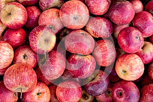 A pile of very delicious, fresh and tasty fruite, apples in grocery on stand.