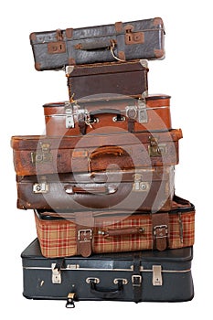 Pile of vintage luggage photo