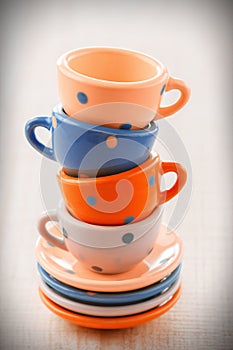 Pile of vintage tea cups