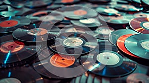 a pile of vinyl discs