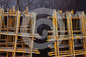 A pile of welded wire mesh rusty.