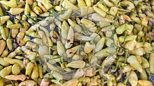 A pile of white cayyene chilli sold in the traditional market