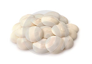 Pile of white chocolate buttons