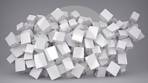 A Pile Of White Cubes On A Gray Background