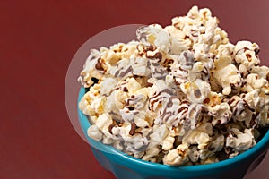 Pile of White and Milk Chocolate Drizzled Sweet Popcorn