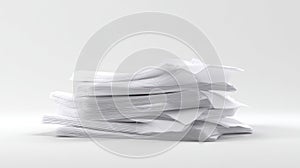 Stack of White Printer Paper on White Background