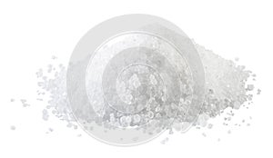 Pile of white rock salt on the white background