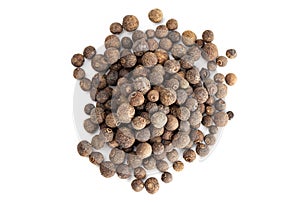 A Pile of Whole Allspice Berries on a White Background