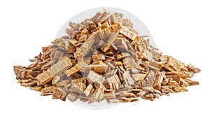 Pile of wood chips isolated