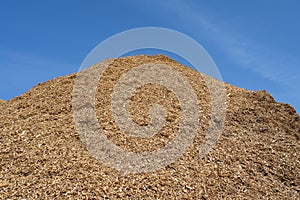 Pile of wood chips mulch background photo