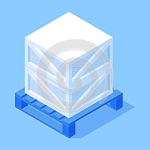 Pile wooden crate on pallet warehouse storage delivery transportation service isometric vector