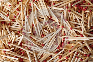 Pile of wooden matches as background