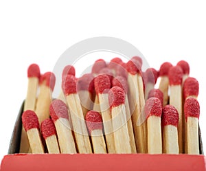 Pile of Wooden matches isolated over the white background