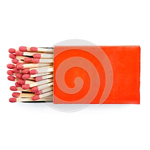 Pile of Wooden matches isolated over the white background