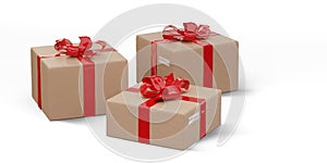 Pile of wrapped christmas presents as postal parcel packages 3d-illustration
