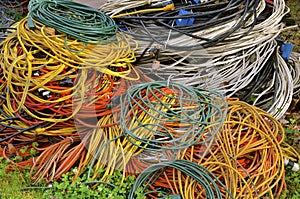 Pile of wrapped electrical cords