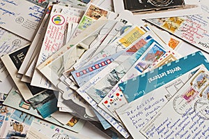 Pile of written postcards