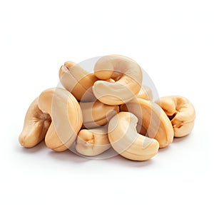 Piled Cashew Nuts Isolated on White Background. Generative ai