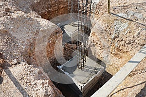 Piled foundation on Friction Pile under ground for a new building on construction site.