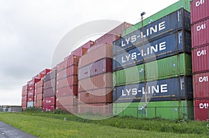 Piled up containers