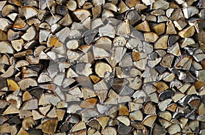 Piled up firewood.