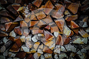 Piled up firewood (outdoor image)