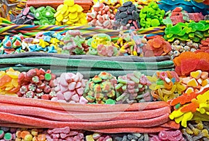 Piles of candy at the Boqueria