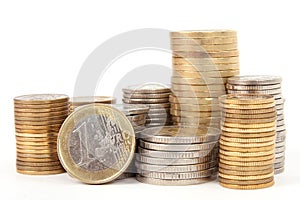 Piles of coins (euro)