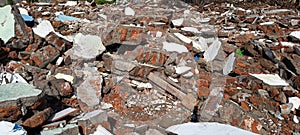 construction demolition waste and rubble with bricks and concrete debris
