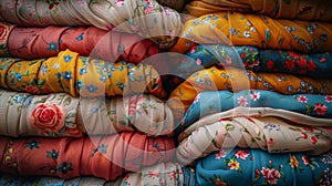 Piles of Different Colored Cloths