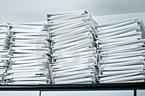 Piles of folders in office