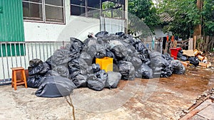 Piles of garbage bags