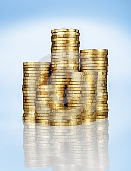 Piles of gold coins photo