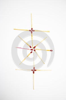 Piles of matchstick isolated on white background