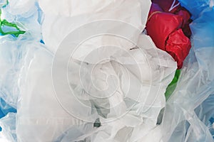 Piles of reused plastic bag